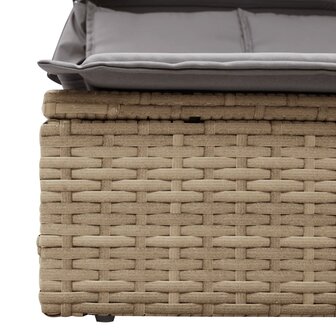 Ligbed 2-persoons met luifel en kussens poly rattan beige