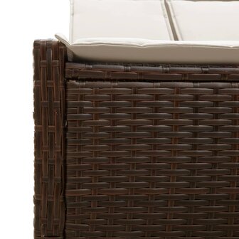 Ligbed 2-persoons met kussens poly rattan bruin