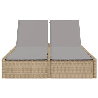 Ligbed 2-persoons met kussens poly rattan beige