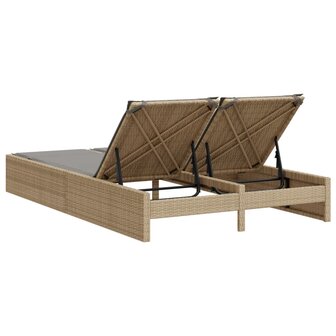Ligbed 2-persoons met kussens poly rattan beige