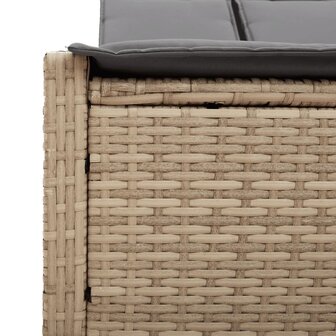 Ligbed 2-persoons met kussens poly rattan beige
