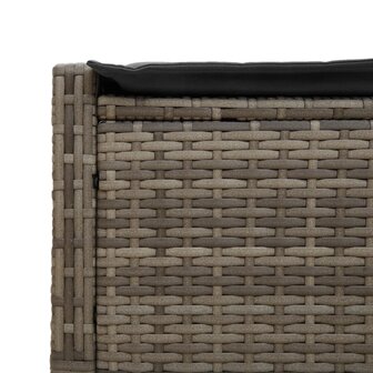 Ligbed 2-persoons met kussens poly rattan grijs
