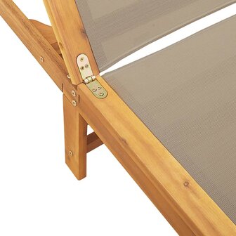 Ligbed massief acaciahout en textileen taupe