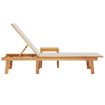 Ligbed met tafel massief acaciahout en textileen grijs