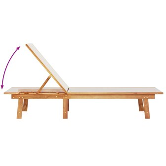 Ligbed met tafel massief acaciahout en textileen grijs
