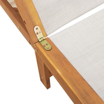 Ligbed met tafel massief acaciahout en textileen grijs