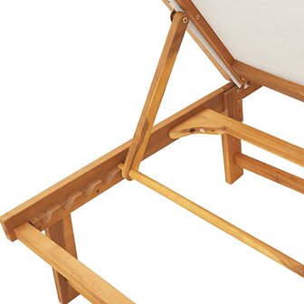 Ligbed met tafel massief acaciahout en textileen grijs