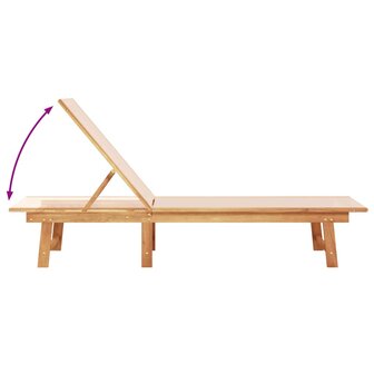 Ligbed met tafel massief acaciahout en textileen cr&egrave;mekleurig