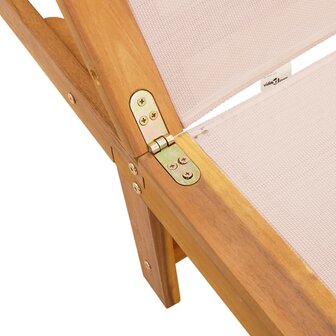 Ligbed met tafel massief acaciahout en textileen cr&egrave;mekleurig