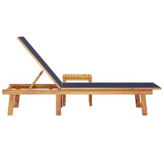Ligbed met tafel massief acaciahout en textileen blauw