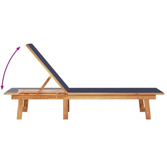 Ligbed met tafel massief acaciahout en textileen blauw