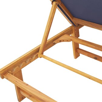 Ligbed met tafel massief acaciahout en textileen blauw