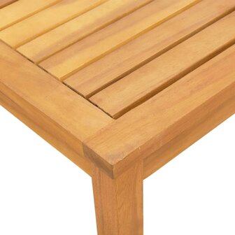 Ligbedden 2 st met tafel massief acaciahout en textileen cr&egrave;me