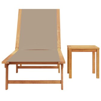 Ligbed met tafel massief acaciahout en textileen taupe