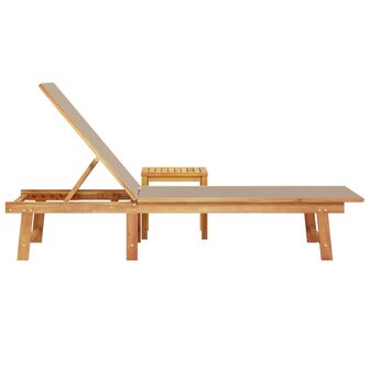 Ligbed met tafel massief acaciahout en textileen taupe