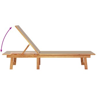 Ligbed met tafel massief acaciahout en textileen taupe