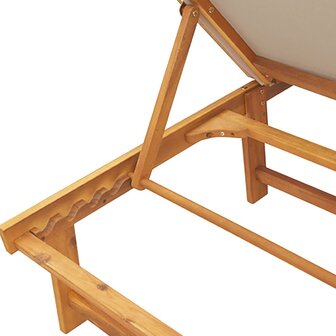 Ligbed met tafel massief acaciahout en textileen taupe