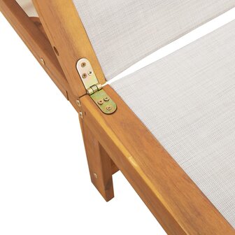 Ligbedden 2 st met tafel massief acaciahout en textileen grijs