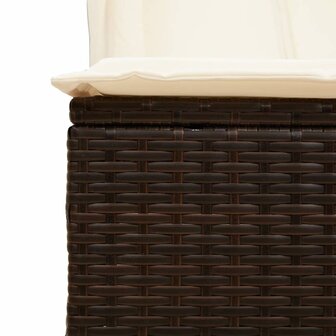 Ligbed tweepersoons met dak en gordijn poly rattan bruin