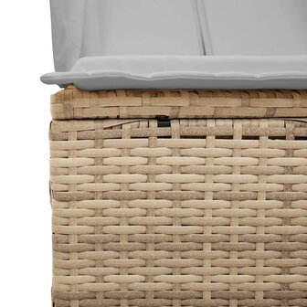 Ligbed tweepersoons met dak en gordijn poly rattan beige