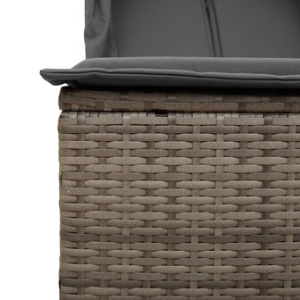 Ligbed tweepersoons met dak en gordijn poly rattan grijs