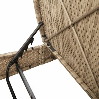 Ligbed 2-persoons met kussens poly rattan beige