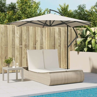 Ligbed 2-persoons met kussens poly rattan beige