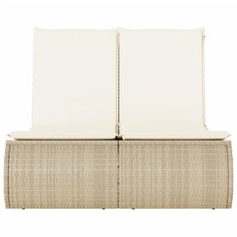 Ligbed 2-persoons met kussens poly rattan beige