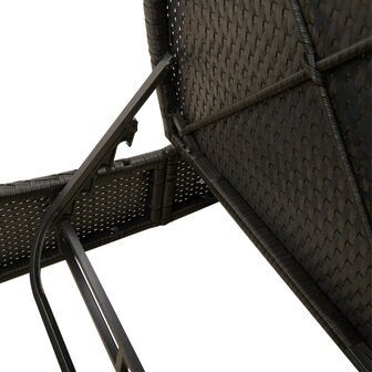 Ligbed 2-persoons met kussens poly rattan zwart