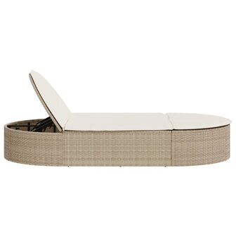 Ligbed 2-persoons met kussens poly rattan beige