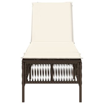 Ligbed met kussen poly rattan bruin