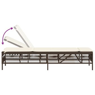 Ligbed met kussen poly rattan bruin