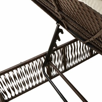 Ligbed met kussen poly rattan bruin