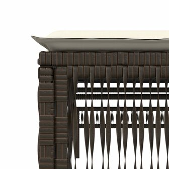 Ligbed met kussen poly rattan bruin