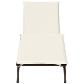 Ligbed met kussen poly rattan bruin