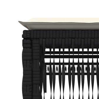 Ligbed met kussen poly rattan zwart