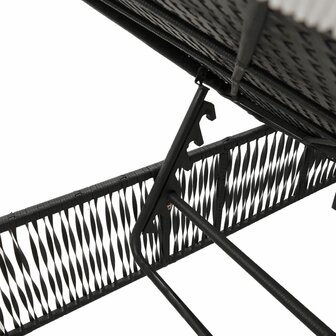 Ligbed met kussen poly rattan zwart