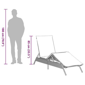 Ligbedden 2 st met tafel poly rattan zwart (alleen VS)