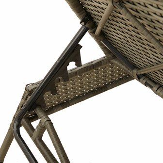 Ligbedden 2 st met tafel poly rattan grijs (alleen VS)