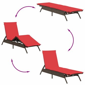 Ligstoelen 2 st met tafel poly rattan bruin (alleen VS)