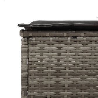 Ligbed met kussen poly rattan grijs