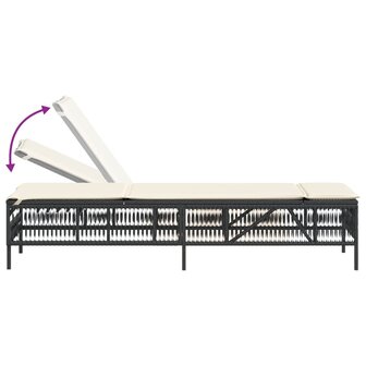 Ligbedden 2 st met tafel poly rattan zwart