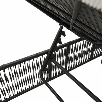 Ligbedden 2 st met tafel poly rattan zwart