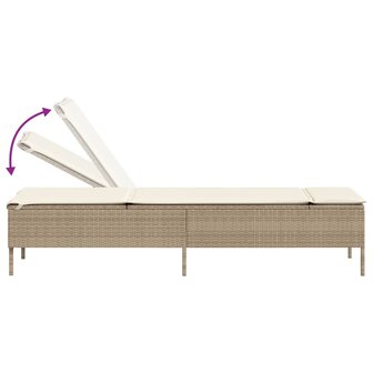 Ligbed met tafel en kussen poly rattan beige