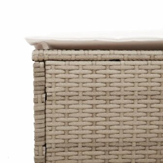 Ligbed met tafel en kussen poly rattan beige