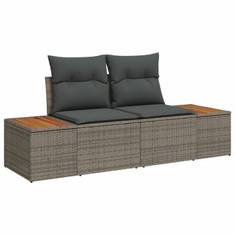8-delige tuin eetset met kussens Grijs Poly Rattan Acacia