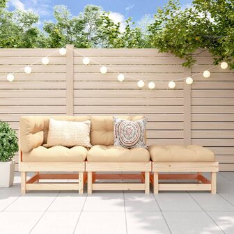 3-delige Loungeset massief grenenhout