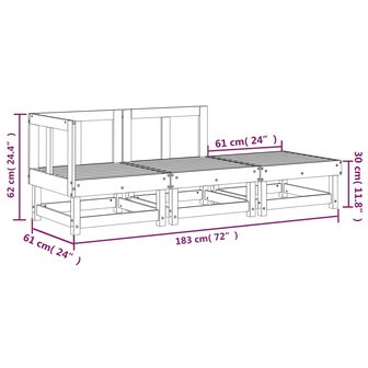 3-delige Loungeset massief grenenhout