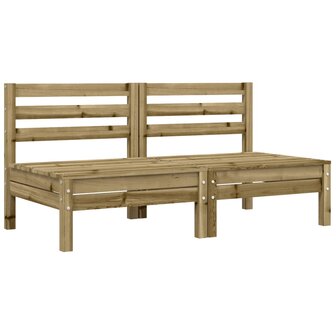 Tuinbanken 2 st zonder armleuningen met kussens hout