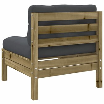 Tuinbanken 2 st zonder armleuningen met kussens hout